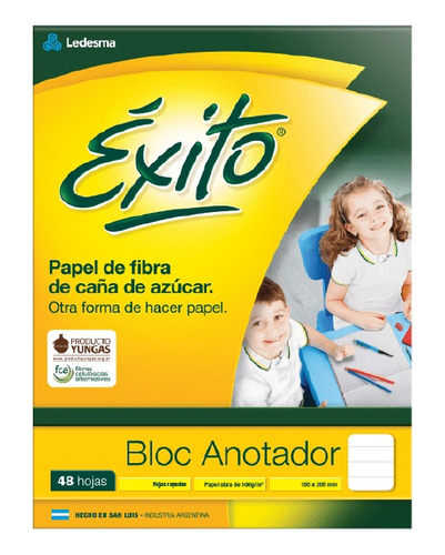 Block Anotador Exito 48 Hojas Rayado 15.5 X 20.5 Cm