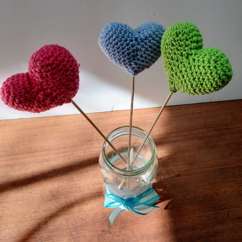 Imagen 2 de 5 de Pinchos Corazon Crochet Bautismos Comuniones Baby Shower X40