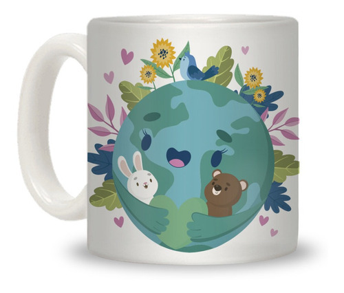 Taza Madre Tierra Kawaii Love Sublimada Personalizada