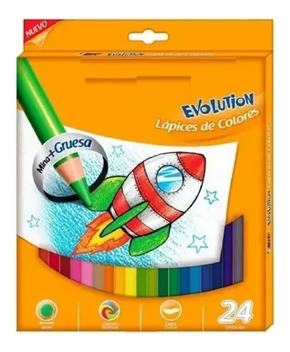 Colores BIC Evolution Largos Mina Gruesa 4mm C/24 Pzas 514043 - Código: 514043 | Compra en Guadalajara