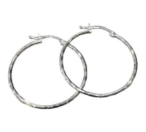 Aros Mujer Plata 925 Argollas Facetadas 30mm 