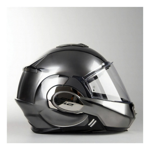 ¡Casco Ls2 Ff399 Valiant Jeans cromado/cepillado y cierre de pinlock! Casco en color titanio, talla 2XL (63/64)