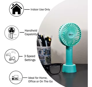 Ventilador Mini Pedestal Mano Velocidades Potente Recargable