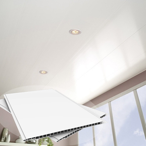Imagen 2 de 6 de Cielorraso Pvc Tabla 4m X 8mm Lambriz Blanco Liso Tabla