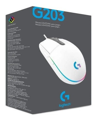 Imagen 1 de 2 de Mouse Logitech G203 Litghtsyn Gaming Usb 8000 Dpi 6 Botones