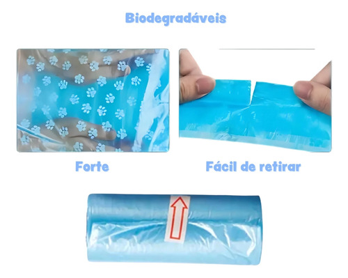 Rolo Saquinho Refil Cata Caca Biodegradável Cachorro Passeio