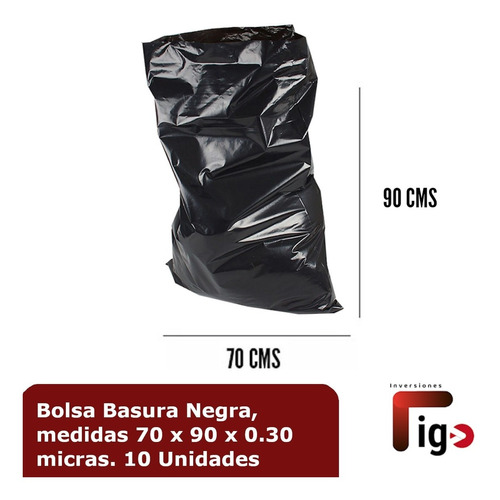 Bolsa Basura Negra 70x90 X 0.30 Micras, Super Resistentes