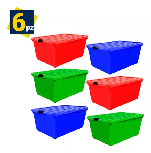 Cajas Organizadoras De Plastico 68 Lts, Paquete De 6 Un