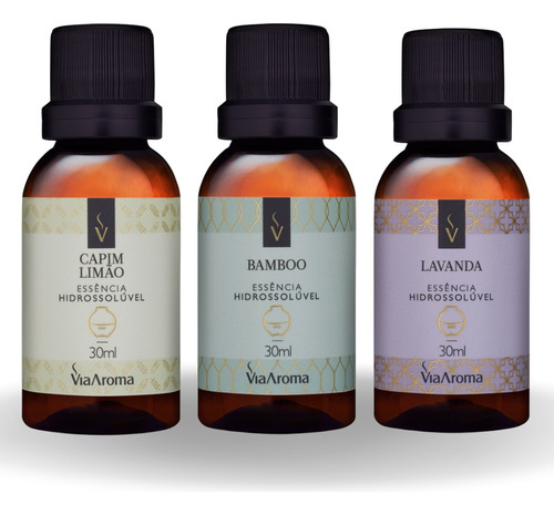 Kit 3 Essências Lavanda, Bambo, Capim Limão Via Aroma 30ml