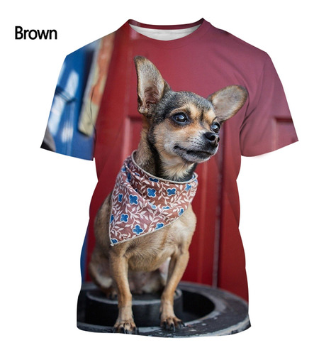 Playera De Manga Corta Con Estampado 3d De Perro Chihuahua