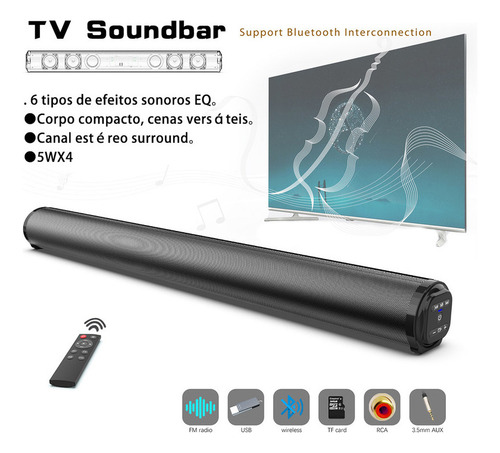 Barra De Sonido Con Bluetooth Y Subwoofer Integrados-5.0
