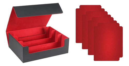 Caja Organizadora Para Mazo De Cartas, De Cuero Negro Rojo