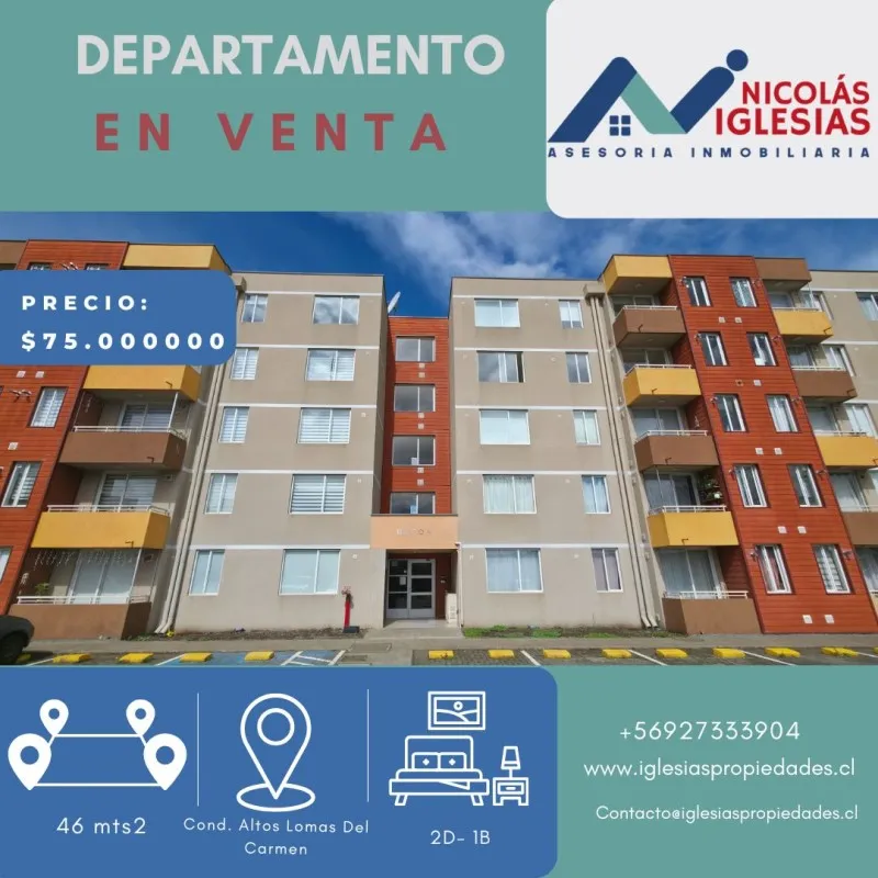 Dpto En Venta 2d-1b, Cond. Altos Lomas Del Carmen