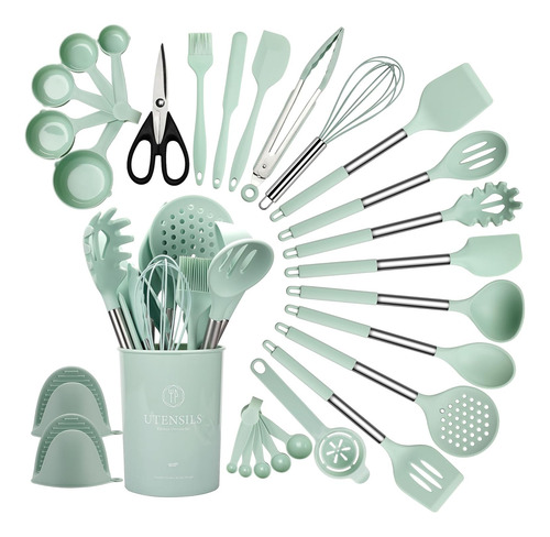 Juego 28 Utensilios Silicona Antiadherente - Espátula 446°f