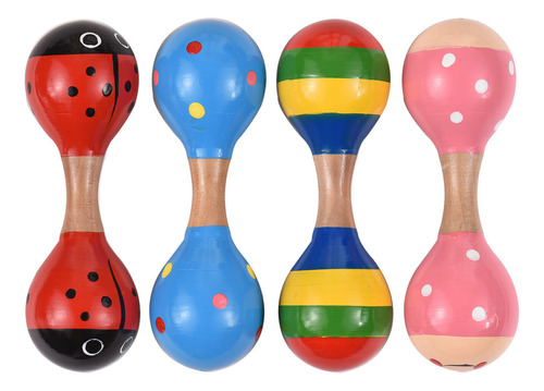 Maracas De Madera 4pcs Mini Shaker Sonajeros Bebé Juguetes M