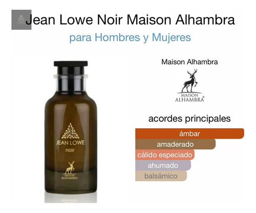 Maison Alhambra Jean Lowe Noir 100ml - Dupe Ombre Nomade Lv