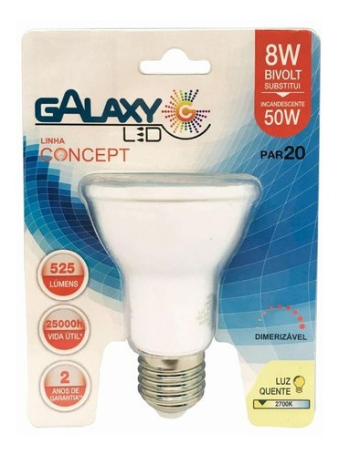 Imagem 1 de 1 de Lâmpada De Led Par20 Dimerizável 8w E27 Bivolt Galaxy