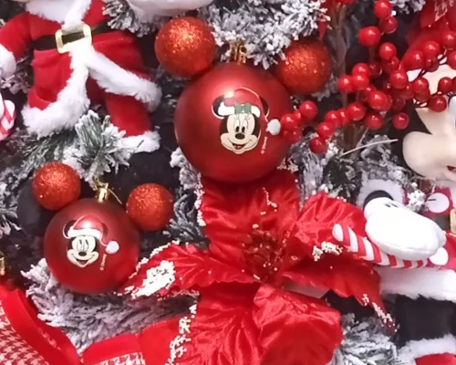 Jogo de Bolas de Natal Mickey & Minnie Mouse, Vermelho/Preto, 4