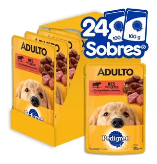 Pack X24 Alimento Para Perro Pedigree Adulto 100g C/u Res
