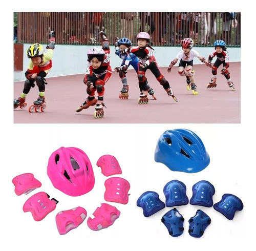 Set Casco Protección Niños Rodilleras Coderas Patinaje Bike
