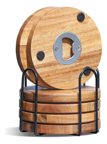 Posavasos De Madera Para Bebidas Con Juego De Soporte Para A