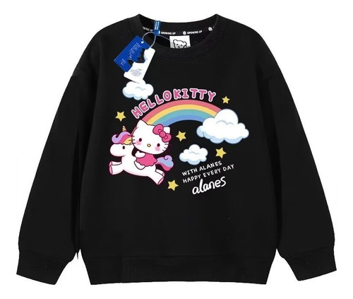 Sudadera De Algodón Con Diseño Digital Hello Kitty Arco Iris