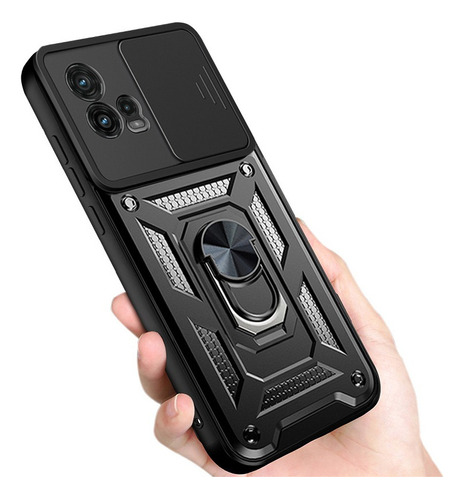 For Motorola Moto G72 Sliding Lens Cover Hard Stand Case -z