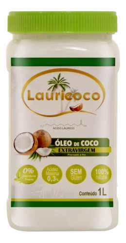 Óleo De Coco Extra Virgem  (100%) Puro - 1 Litro 