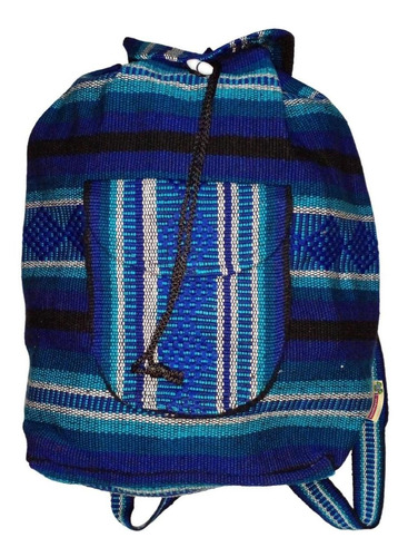 Morral Artesanal Tipo Escolar, Mxeda-001, 1 Pza, 10kg, Azul/