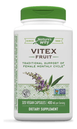 Vitex Agnus Castus Fruit 320 Capsulas Sistema Mestrual Eeuu