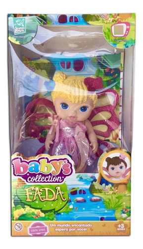 Boneca Babys Collection Fada Bebe Loira Super Toys 482