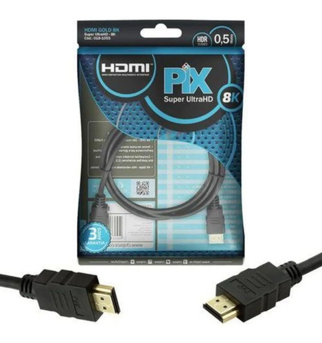 Cabo Hdmi 2.1 Gold 8k Ultra Hd Hdr 19p Tv Games 0.5 Metros  