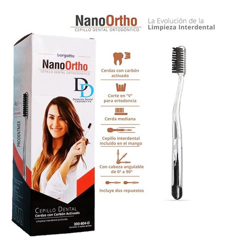 Caja Cepillos Dental Ortodoncia Carbon Activado Interdental