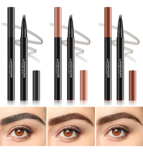 Langmanni Lápiz De Cejas Wild Micro-4tip Duradero Para Cejas