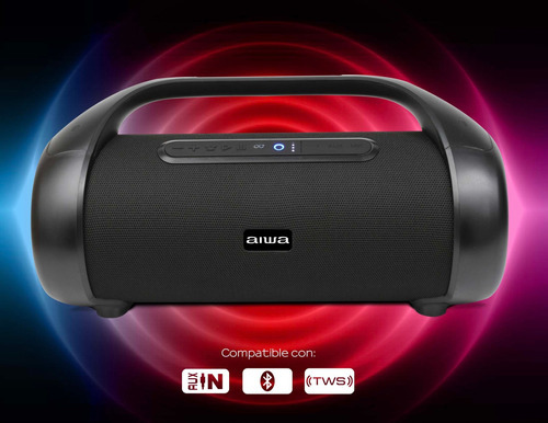 Imagen 2 de 5 de Parlante Aiwa Aws200bt Bluetooth 30 W Radiofm Luz Rgb 4 Hrs Color Negro