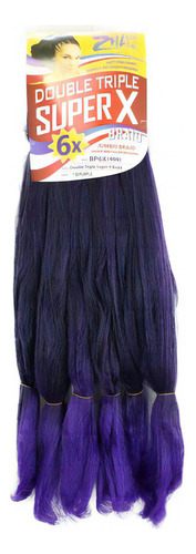 Cabelo Jumbão Hiper Super X Jumbo 400g Box Braid Tranças Cor Preto Com Roxo (t1b/purple)