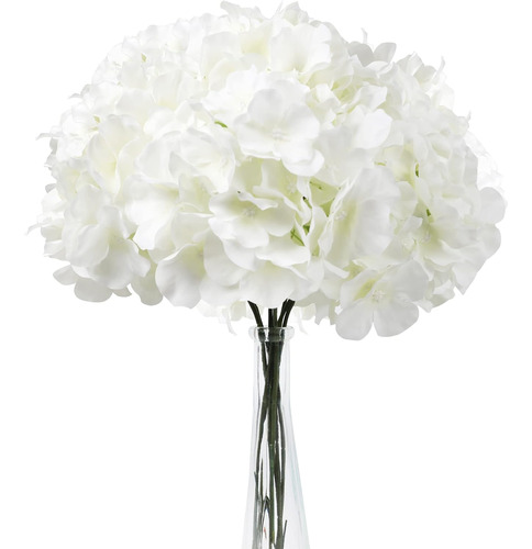 Ramo Hortensias Artificiales Tallo Desmontable 5pzas Blanco