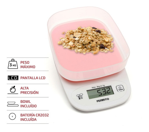 Imagen 2 de 10 de Balanza Electronica Digital De Cocina 3 Kilos Alta Precision