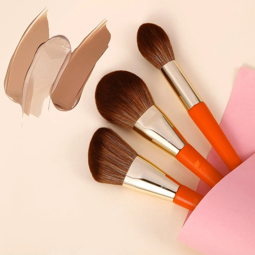Ducare Juego De Brochas 9 Pzas Con Estuche Color Mango Naranja