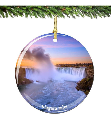 Catarata Niagara Adorno Navidad Porcelana Caida Agua Doble