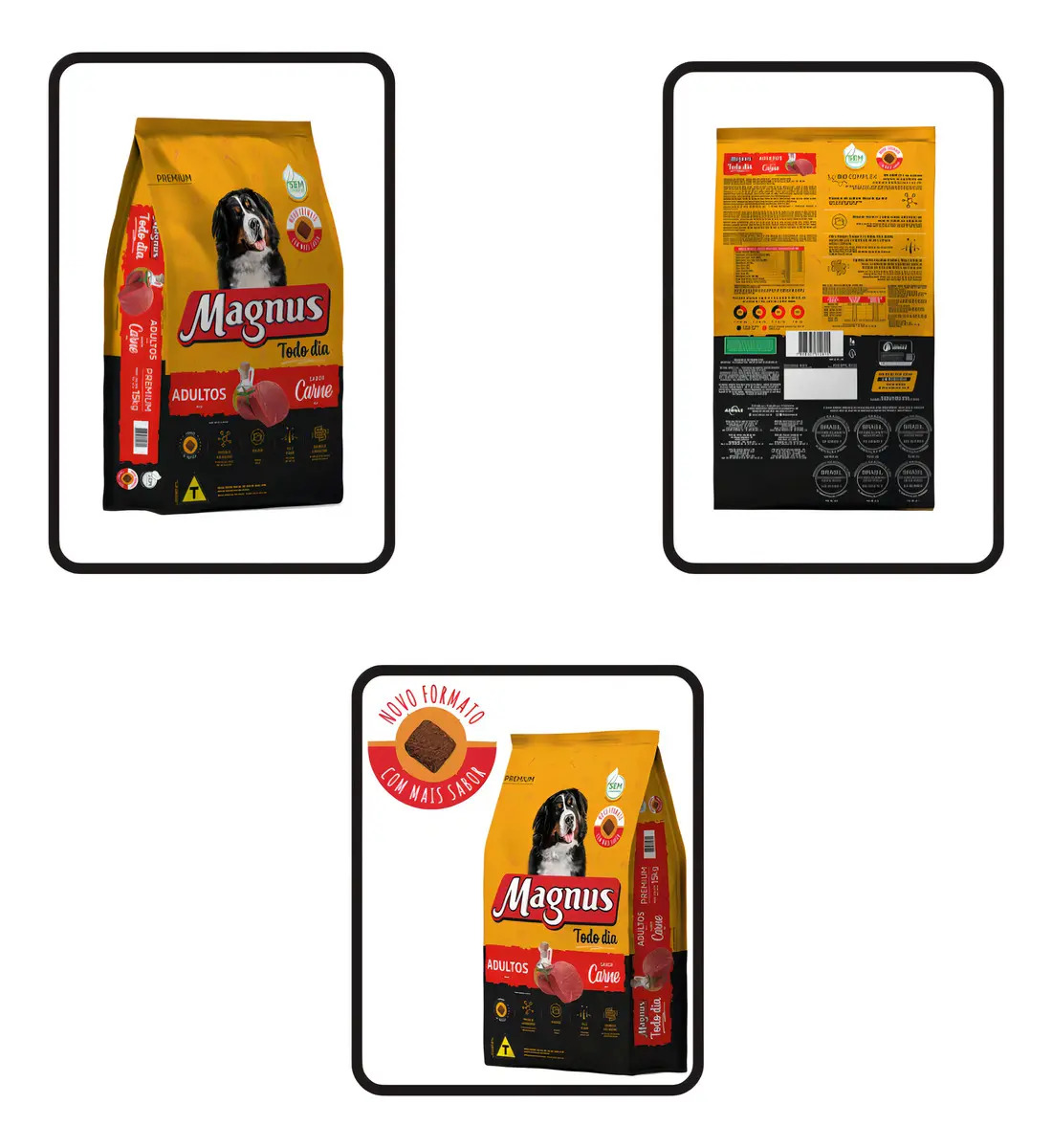 Kit 2 Unidades Ração Magnus Todo Dia Cão Adulto Carne 15 Kg