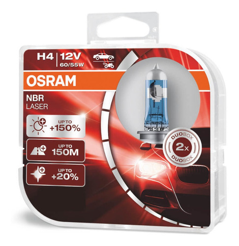 Par Lâmpada Osram Night Breaker Laser H4 150%+luz 60/55w/12v