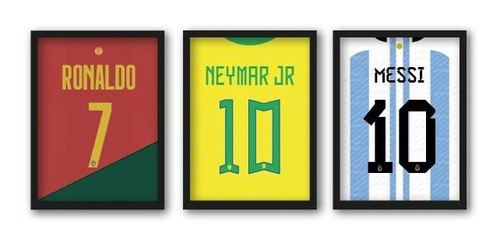 Cuadros Camisetas Dorsales Messi Cristiano Y Neymar Qatar 22