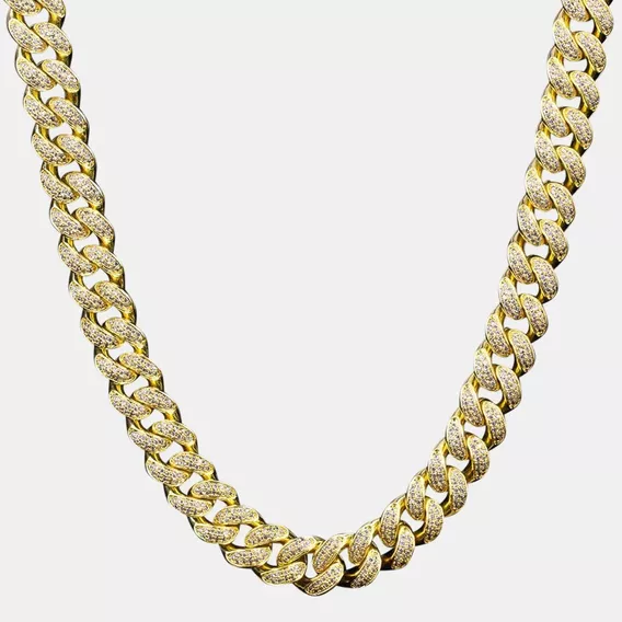 Cadena Cubana Drip Simil Oro Y Diamantes Unisex Trap Hip Hop