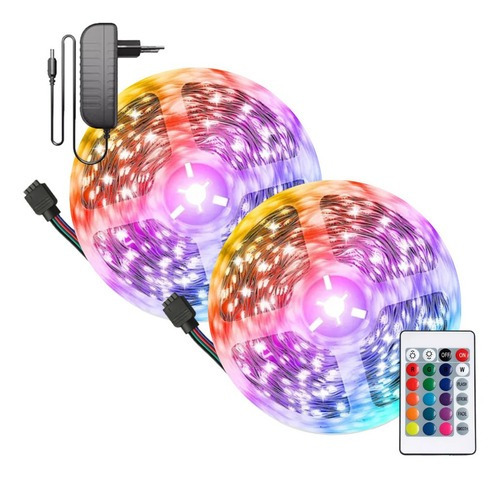 Fita Led 10m Ultra Rgb 3528 Prova Dagua + Fonte + Controle
