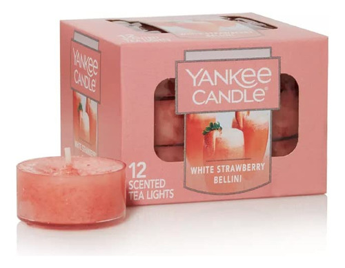 Velas Yankees De Fresa Blanca Bellini Candles De Luz De Té P