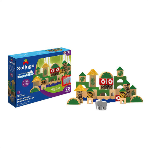 Brinquedo Montar Brincando Engenheiro Selva 70 Peças Lógica