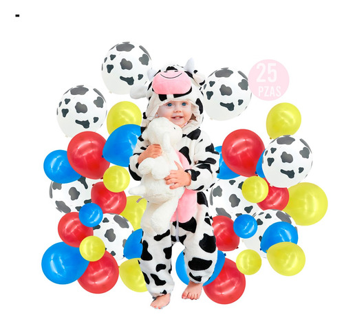 Kit 25 Globos Vaca Decoración Vaquita Fiesta Cumple Vaqueros