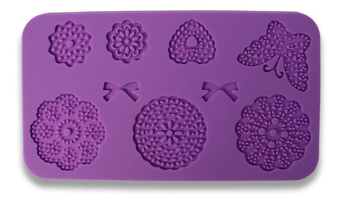 Molde Puntilla Encaje De Silicona Reposteria Color Violeta 1