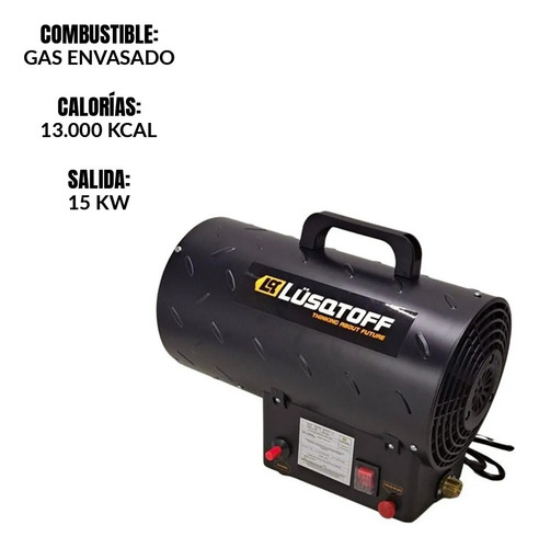 Calefactor Cañon Gas Envasado 13000 Kcal Lusqtoff Htbga-15a Negro